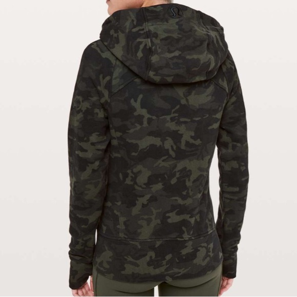 Lululemon Scuba Hoodie *Light Cotton Fleece Incognito Camo Multi Gator Green Sz8 - Picture 2 of 9